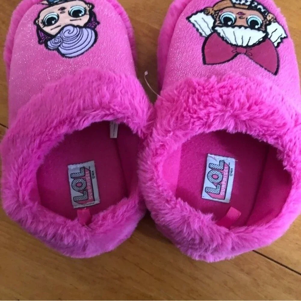 LOL Surprise Girls Pink Plush Slippers Diva Miss Punk Size 2-3